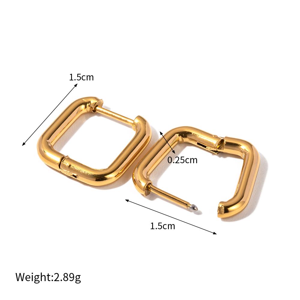 Geometric Threaded U-Shaped Earrings for Women 18K Gold Plated Accessories Waterproof Daily Chic Premium Jewelry