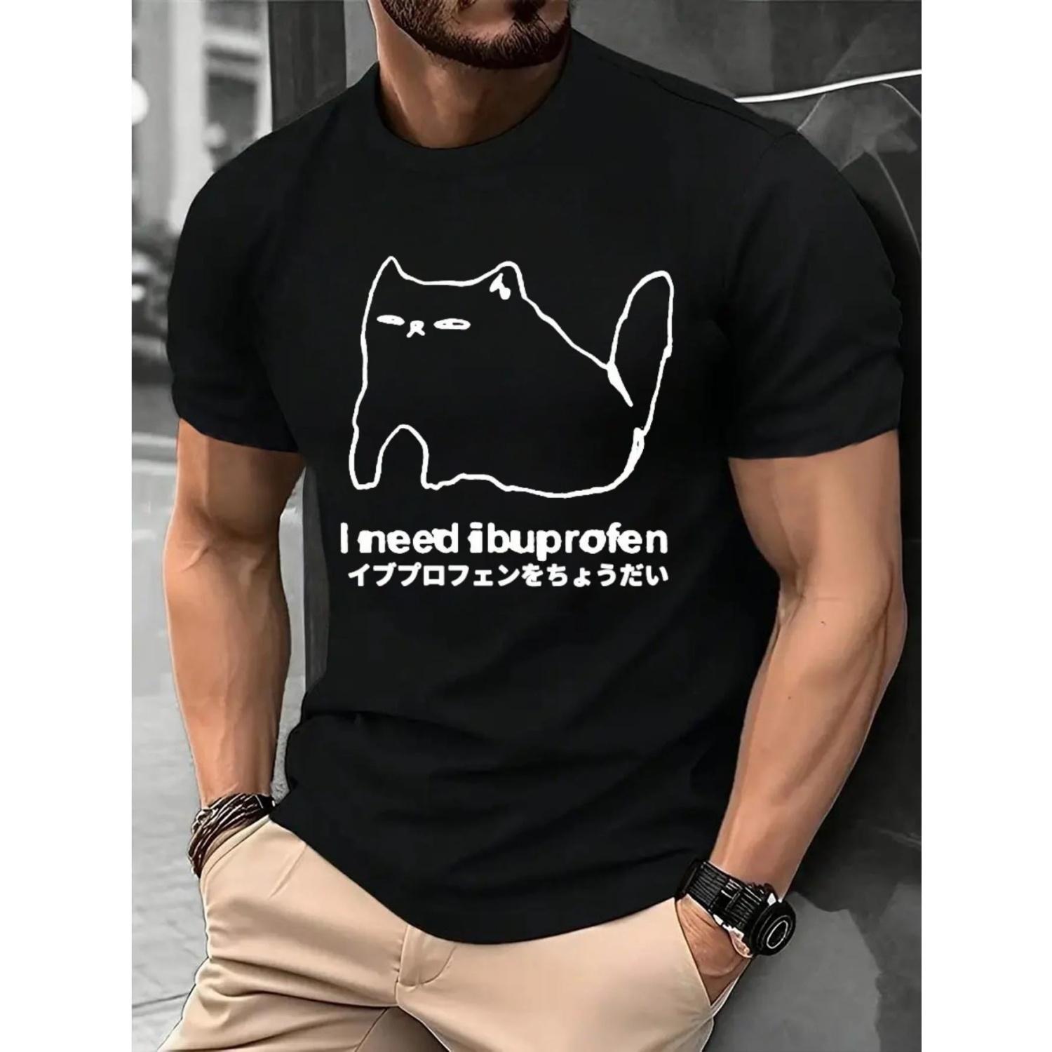 

I Need Ibuprofen Funny Cat T-shirt Men Short Sleeve Printed Graphic Casual Loose Round Neck Harajuku Streetwear T-Shirt 2026 S разноцветный