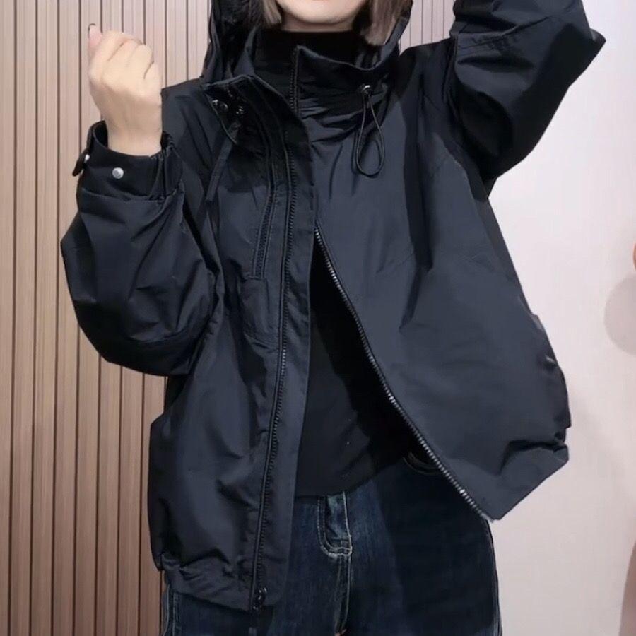 Women's Versatile Loose Fit Double Zipper Hooded Windbreaker - Plus Size Casual Jacket 2025 Autumn Collection