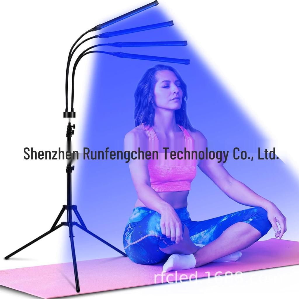 Adjustable 4-Head 420 LED Telescopic Red Light Therapy Lamp with Remote