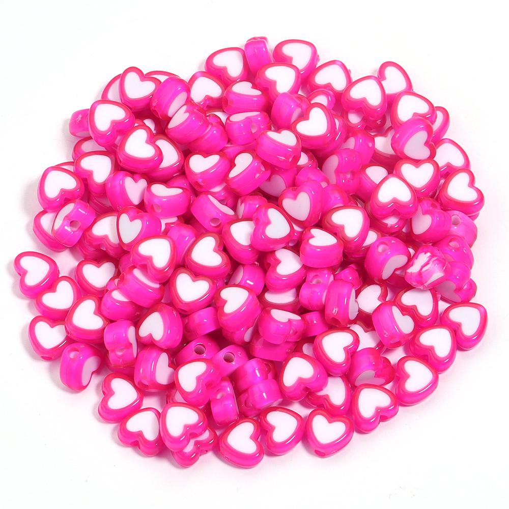 100pcs/lot 8mm Colored Acrylic Beads White Heart Shaped Spacer Beads For DIY Exquisite Bracelet Earrings Gift Supplies Wholesale