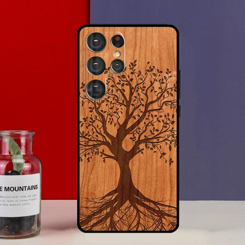Tree Flower Bamboo Wood Funda Case For Samsung Galaxy S25 Ultra S9 S10 S20 FE S21 S22 S23 Plus S24 Ultra Phone Cover