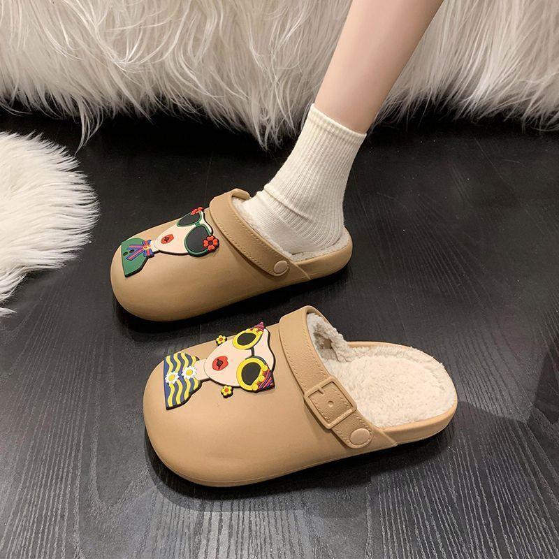 Waterproof Cute Plush Slippers Winter Women's 2025 New Cotton Slippers Flow Winter Home