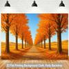 2D flat surface 1 piece of landscape autumn trees path background banner suitable for home garden studio