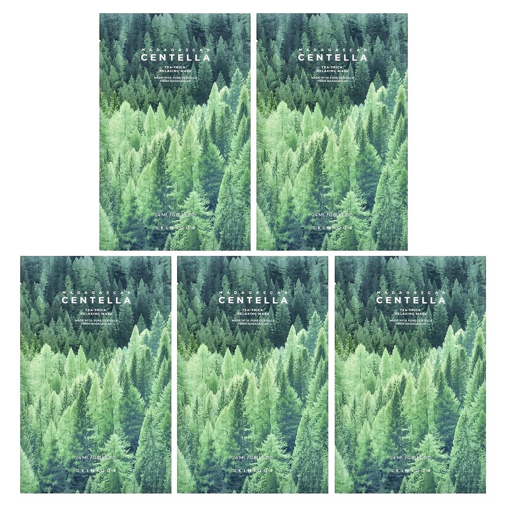 SKIN1004, Madagascar Centella asiatica, Tea-Trica Relaxing Beauty Mask, 5 sheets, 24 ml (0.81 fl oz) each