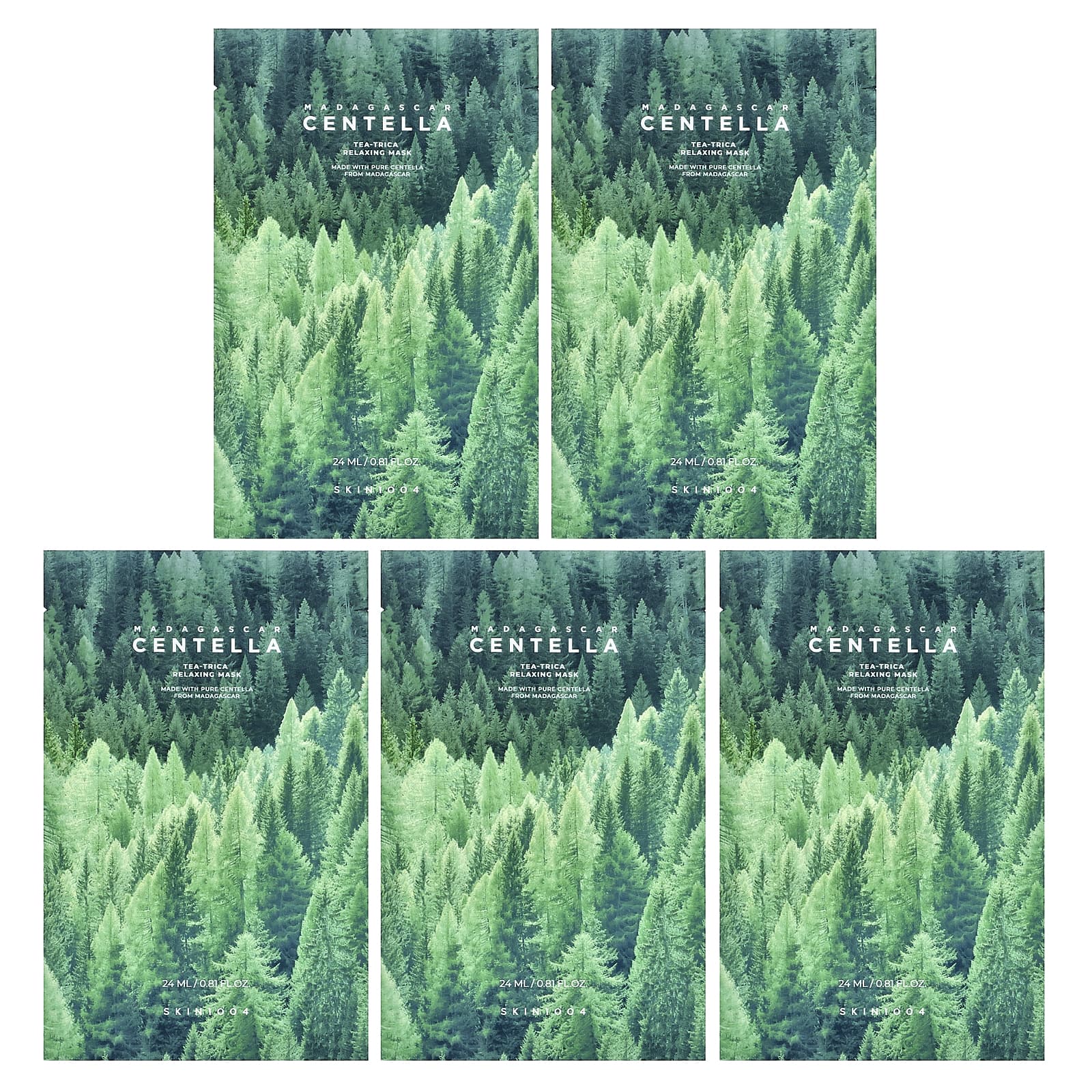 

SKIN1004, Madagascar Centella asiatica, Tea-Trica Relaxing Beauty Mask, 5 sheets, 24 ml (0.81 fl oz) each