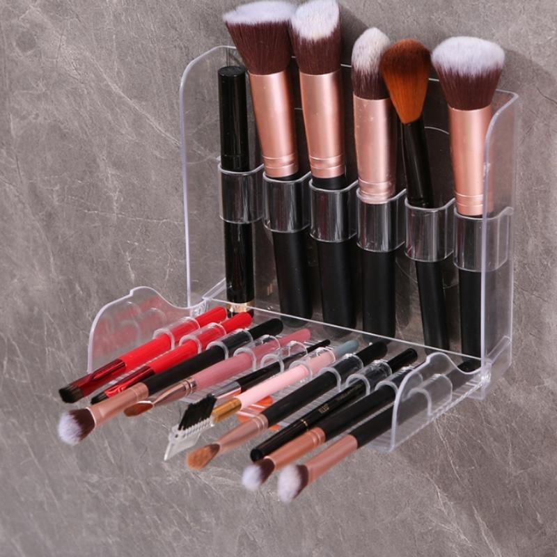 

Dressing Table Storage Box Acrylic Makeup Brush Holder Transparent Adjustable Deskto Bathroom Waterproof Storage Accessories 1PCS