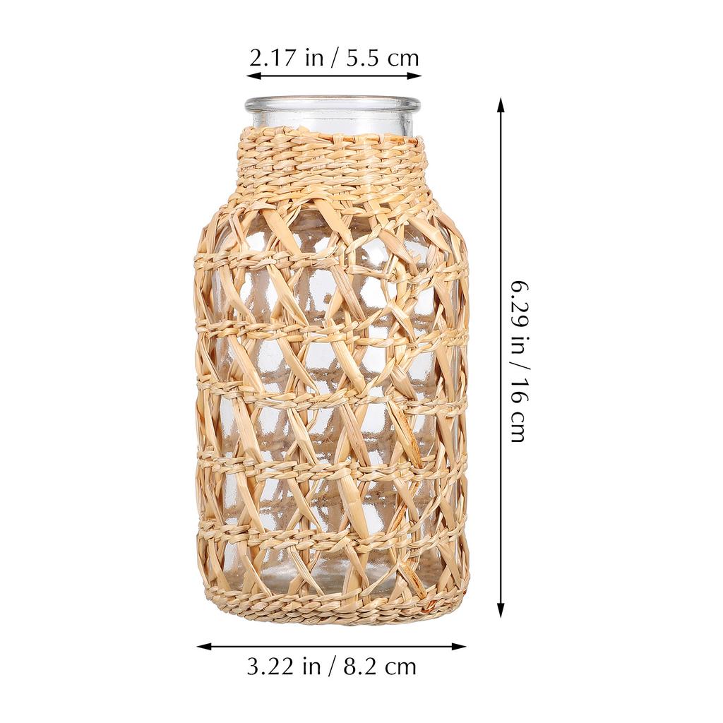 1Pcs High Durability Woven Glass Vase Elegant Simple Design Flower Arrangement Container Desktop Ornament Water Planting Vase