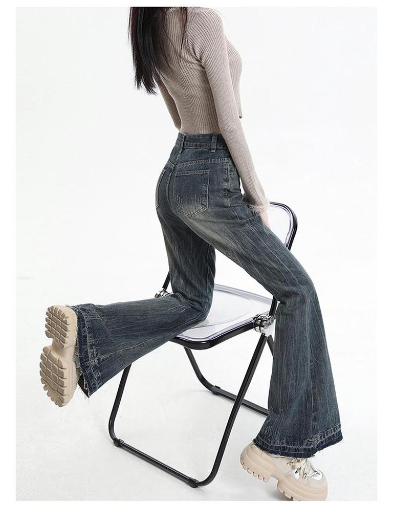 American Retro Women's Fleece-Lined Flare Pants, Autumn/Winter 2025 - Slimming, Loose, and Drapey.