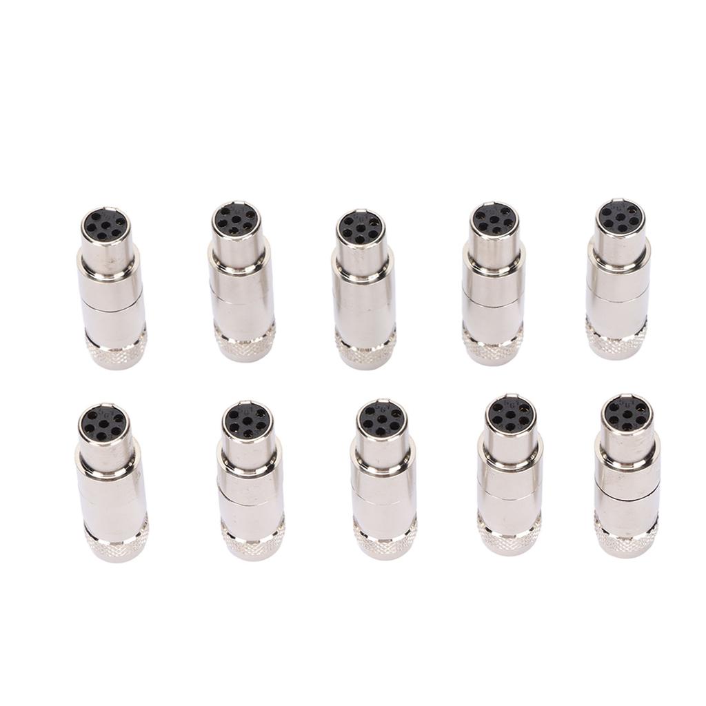 10 Pcs XLR Female Head Mini Full Metal 6 Pin Female Connector for Microphone Cable Interface