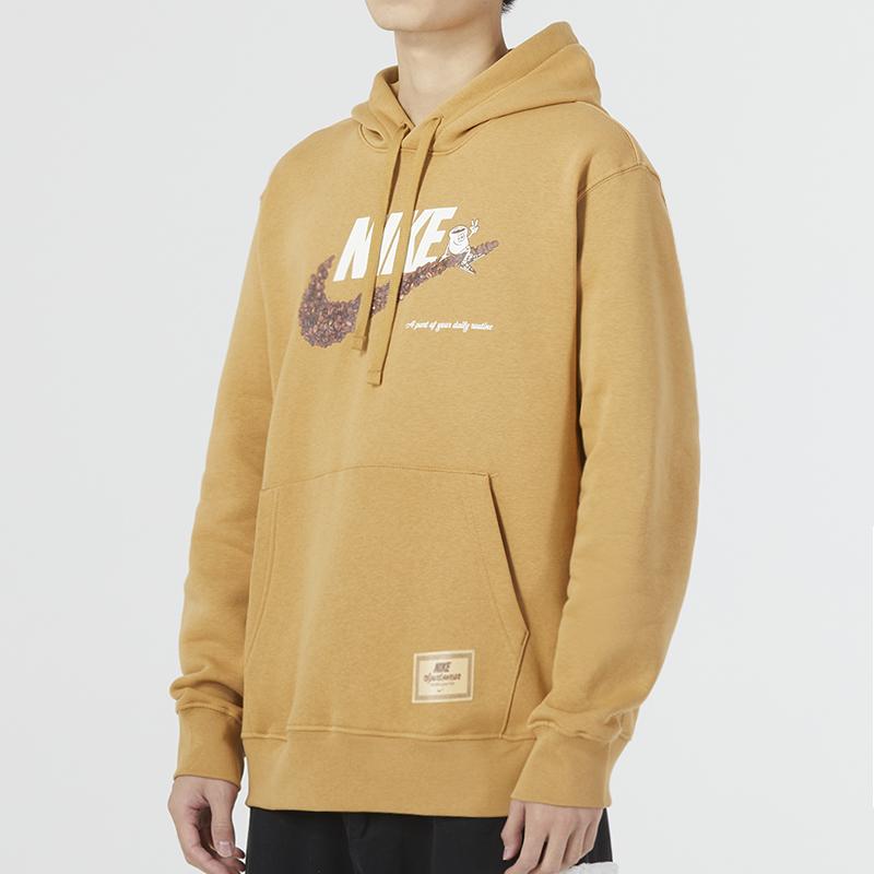 Nike Sportswear Hoodie With Printed Cafe Sole Logo Men Hoodies Yellow DX6513-722
