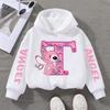 Stitch Hoodies Angel Letter A B C D E F Children Pullover Kid Casual Clothes Anime Kids Sweatshirts for Girl Boy Cartoons Tops
