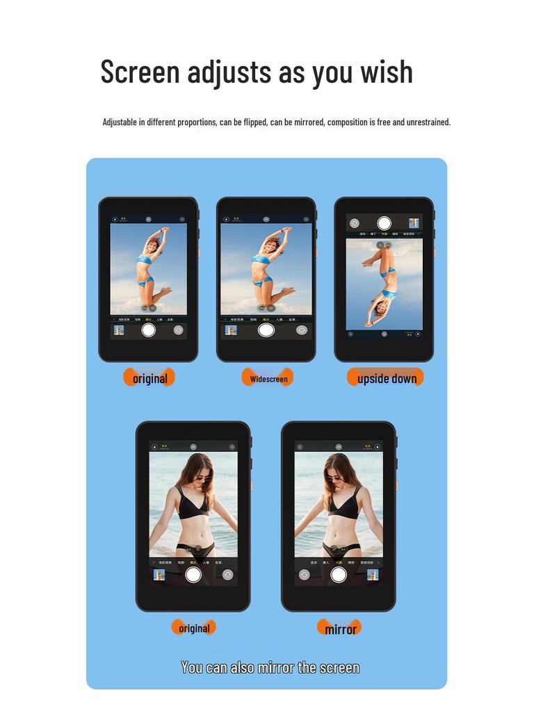 Wireless Mobile Selfie & Live Streaming Display for Photography with Screen Mirroring & Magnetic Rear Camera