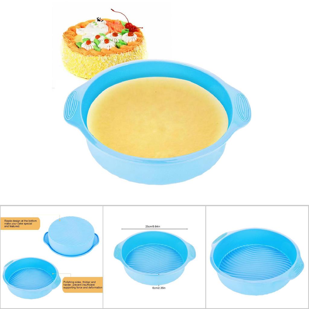 9 Inch Silicone Cake Mold Round Shape Various Baking Pan for Oven (Blue)