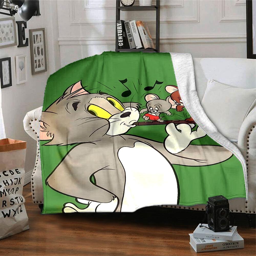 1pc Tom and Jerry Flannel Blanket Soft Warm Throw for Home, Office, Travel, All-Season Cozy Bedding GiftL1103
