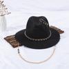 Premium chain straw hat DIY pin jazz hat women's summer beach hat fashion straw hat woven hat