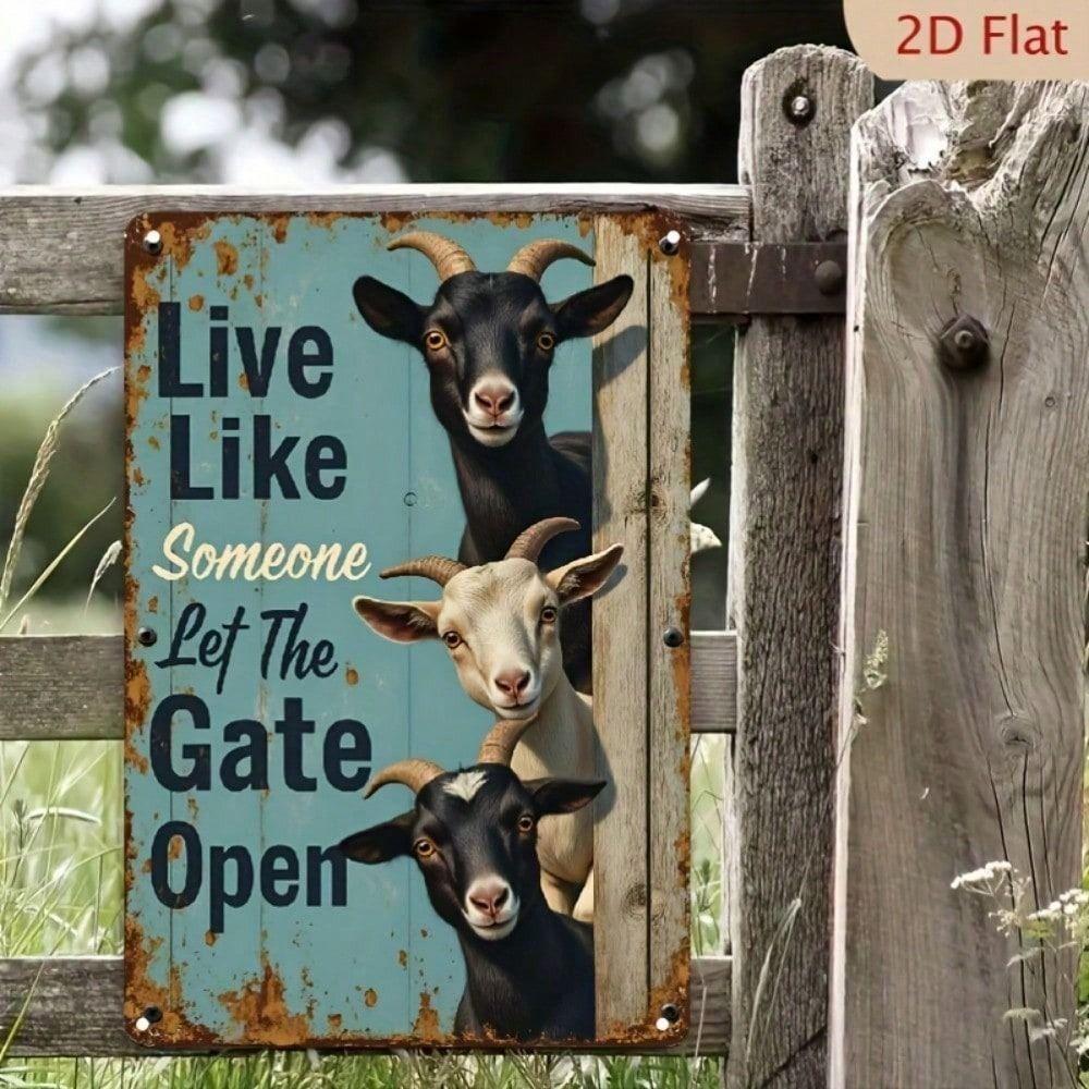 Vintage Farmhouse Goat Poster Live Like Someone Left The Gate Open Wall Decor
