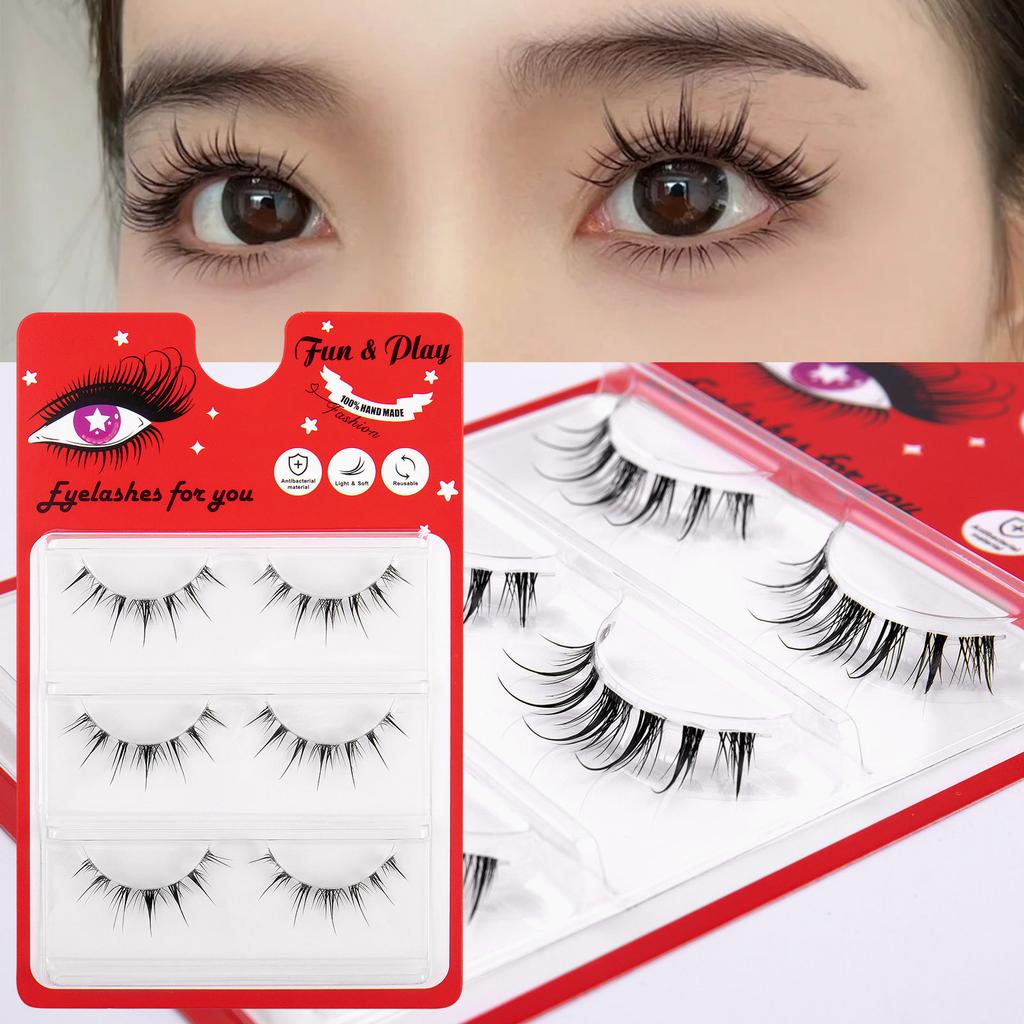 3 Pairs Of Transparent Stem Barbie Comic Eye False Eyelashes Simulation Curled Natural Fairy Lower Eyelashes Eyelashes