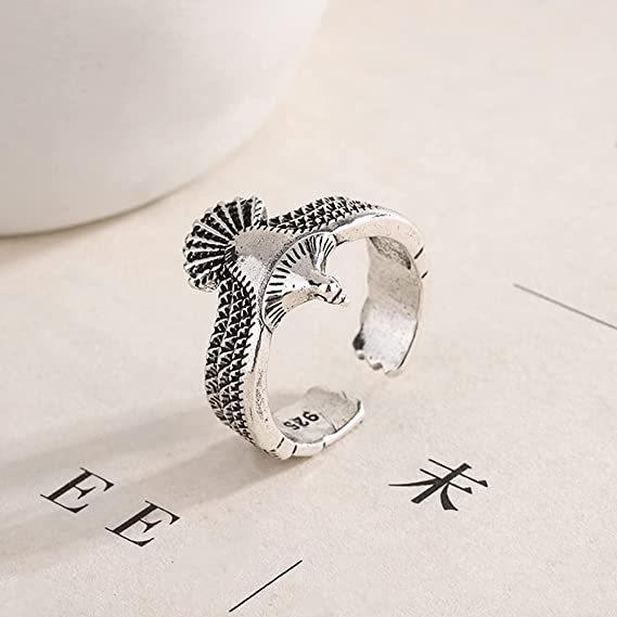 Wind Retro Old Eagle Ring Temperament Personality Thai Silver Ring Simple Fashion Ins Trendy Jewelry