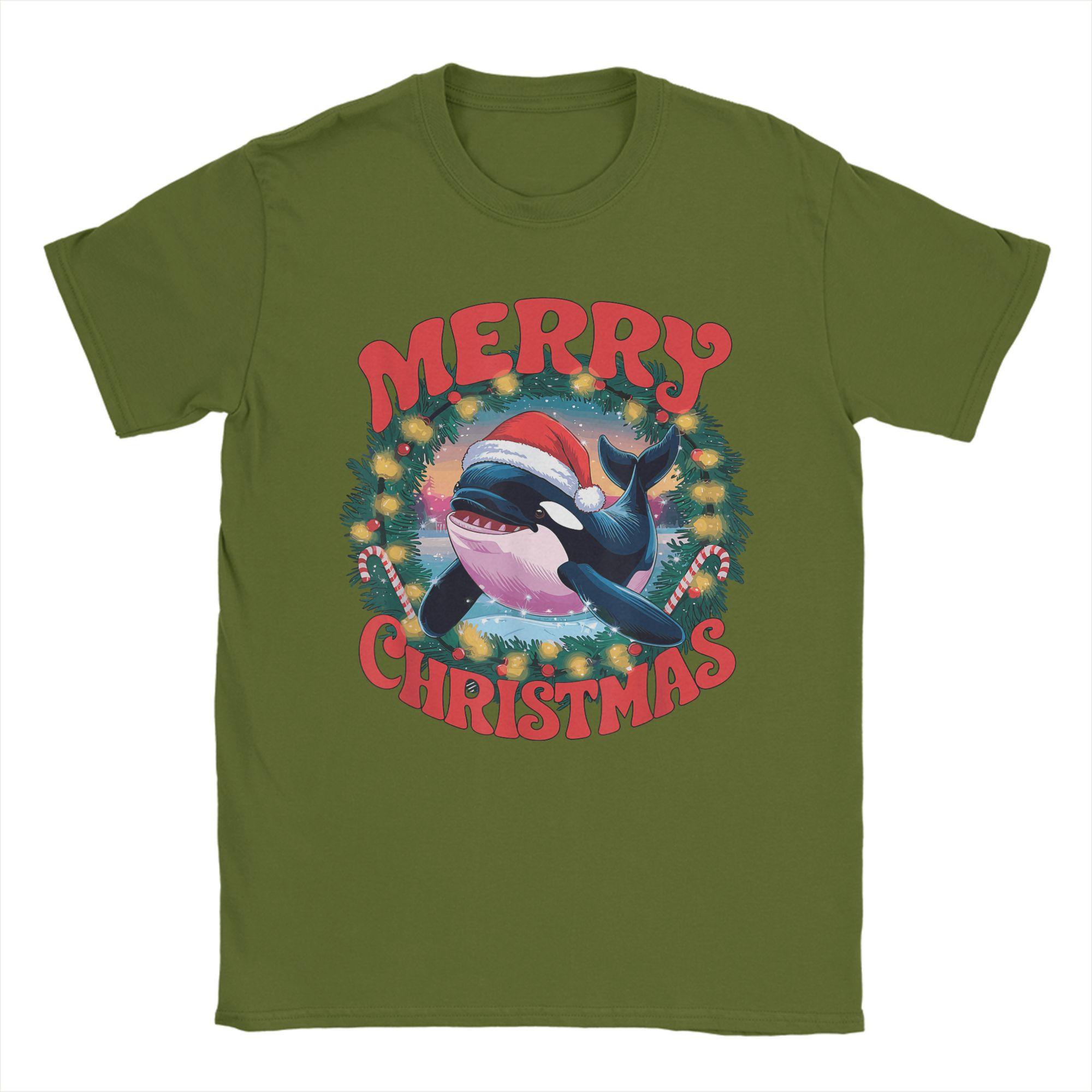 

Man T Shirt Merry Christmas Orca Santa Claus Magic T-Shirts Trending Summer Tee Shirt Funny Casual 100% Cotton Clothing Gift 4XL