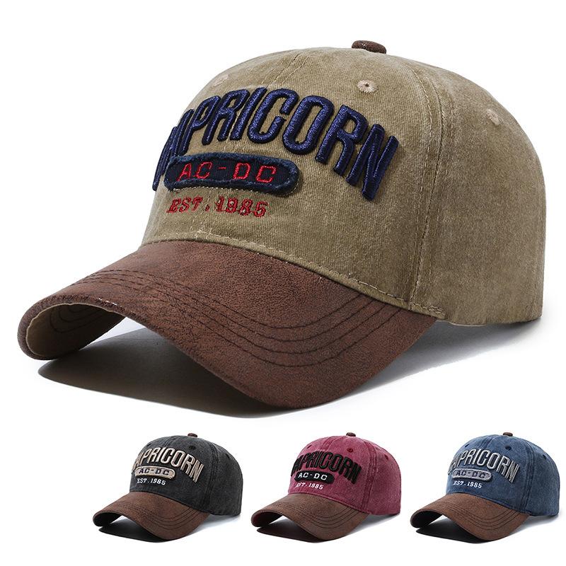 Old Retro Casual Cap Women's New Embroidered Letter Color Matching Hat Outdoor Face Small Baseball Cap Men