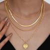 4pcs Fashion Gold Color Multi Layer Heart Pendant Necklaces for Women Exaggerated Metal Snake Bone Chain Necklaces Jewelry Set