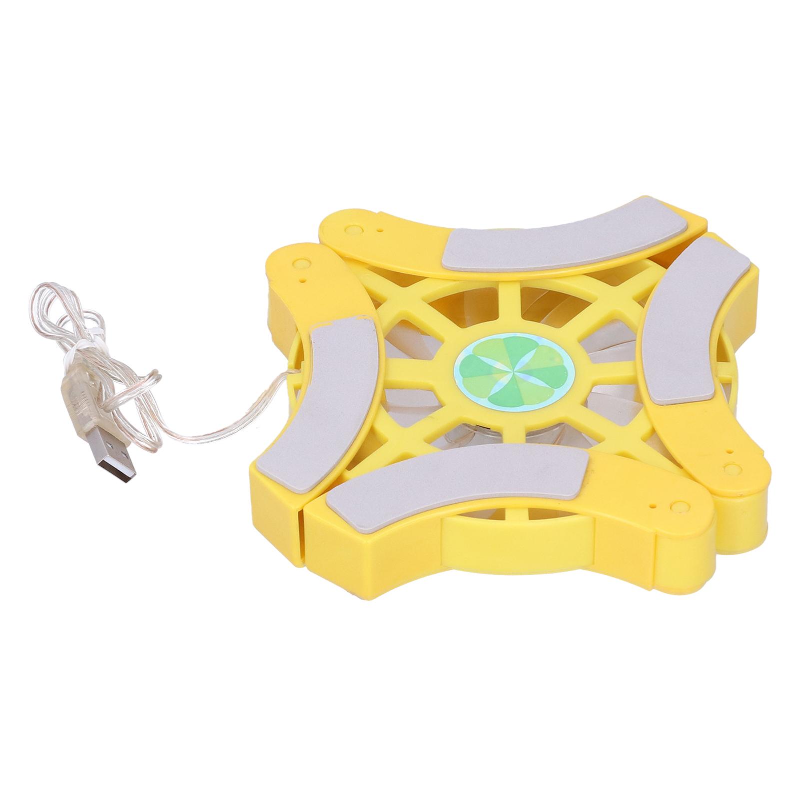 DRS04 Folding Computer Laptop Cooler Cooling Pad Luminous USB Cooling Base(Yellow )