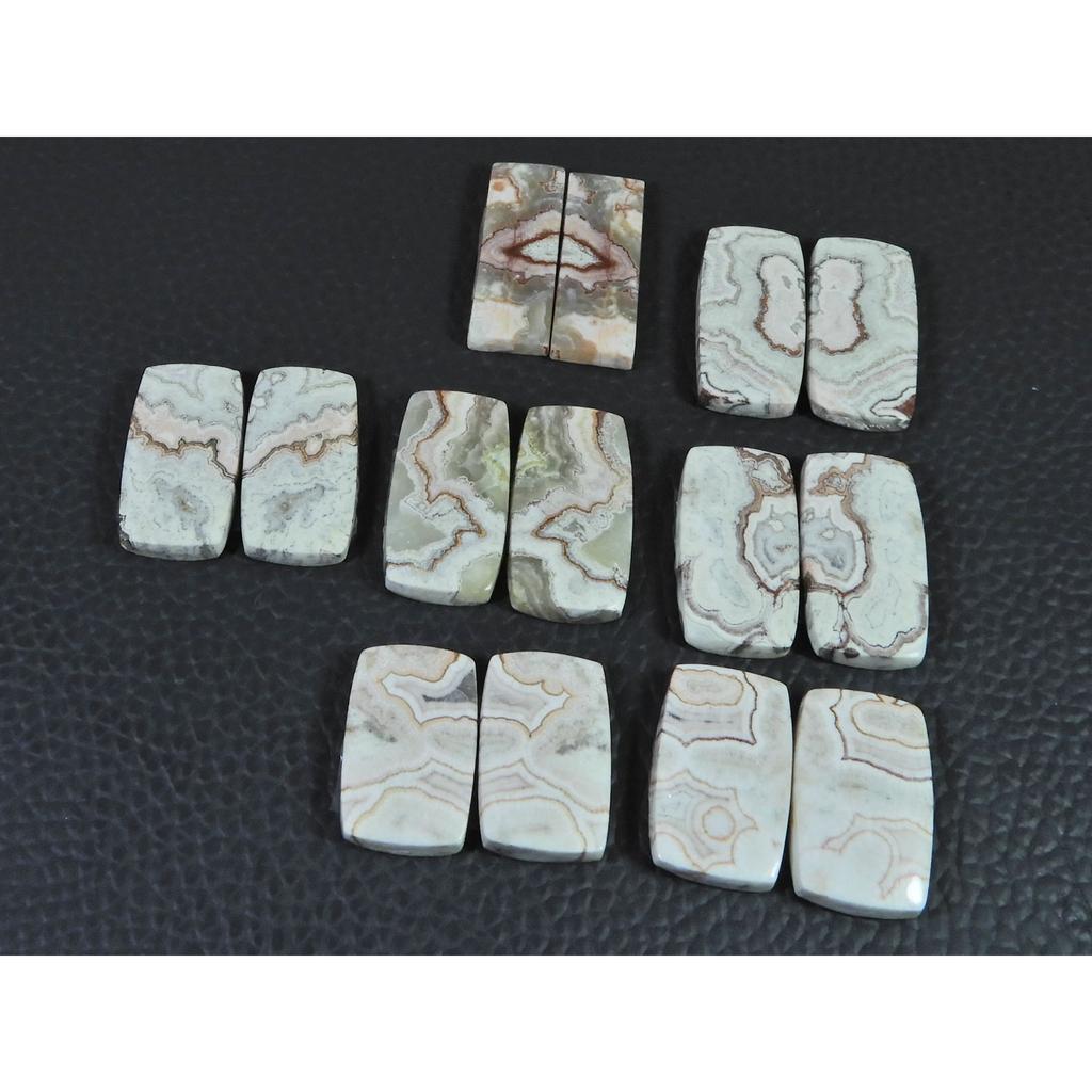 Natural Rosetta Crazy Lace Agate Octagon Cabachon Loose Gemstone 07Pcs Lot C-2603