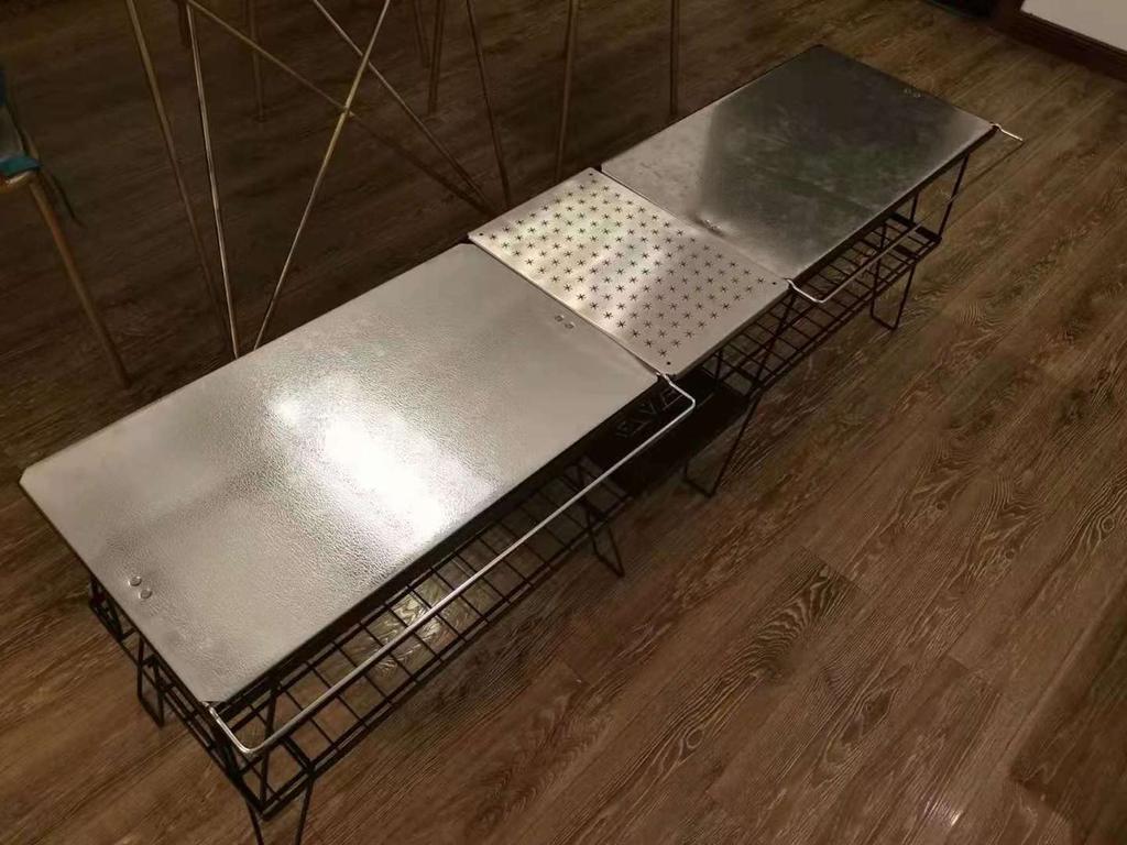 CAMPING MOON Ground Rack, Field Rack, Stainless Steel Top, Set of 2, T-2305-2P