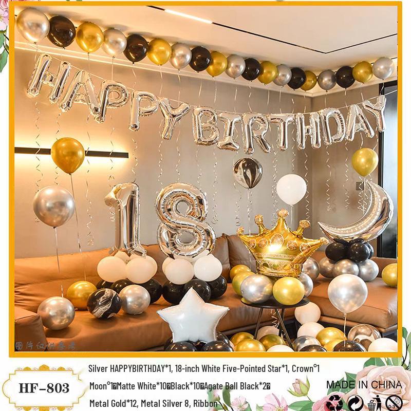 18th Birthday Party Aluminum Balloon Set - Wall Decoration Background