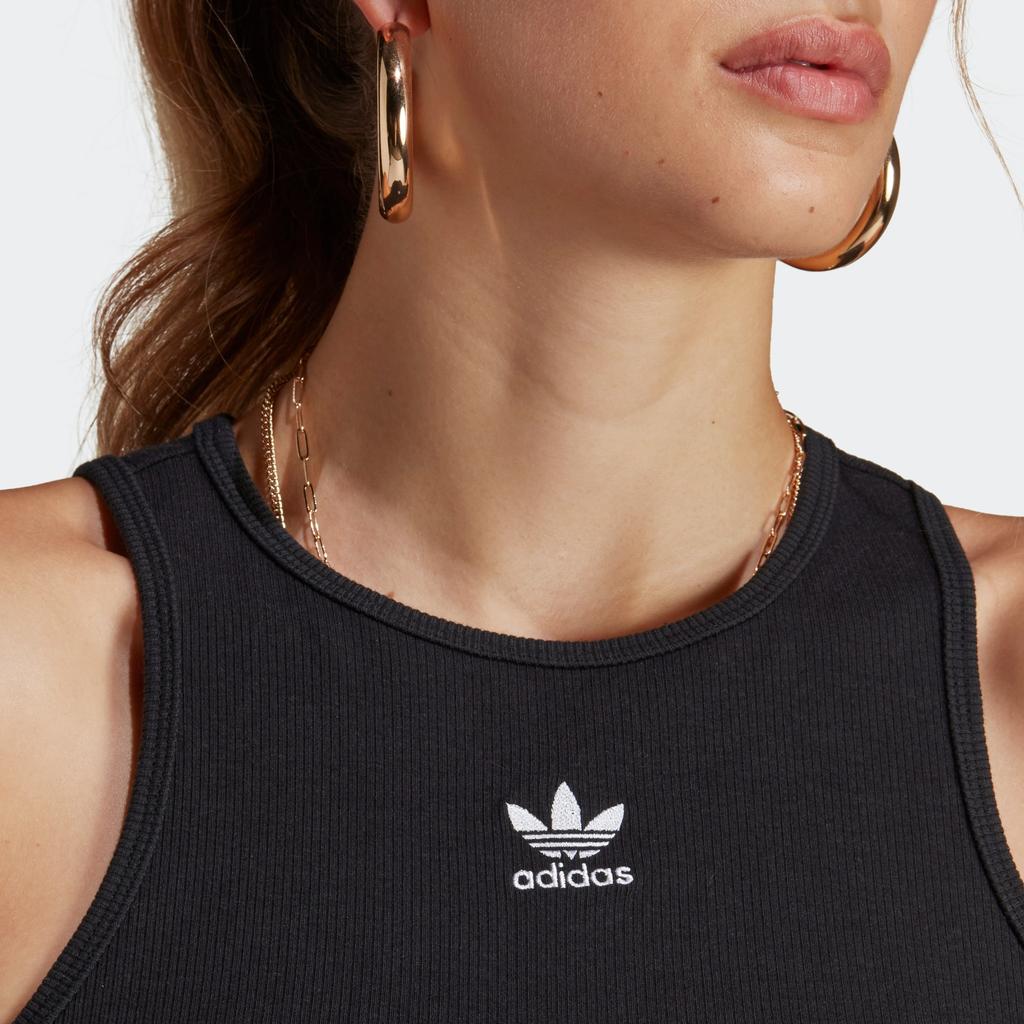 Adidas Originals Adicolor Essentials Rib Logo Tank Top Women Tops Black IB9110