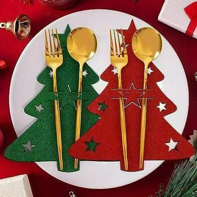 Set de table porte-couverts de Noël en feutre - Décoration de table