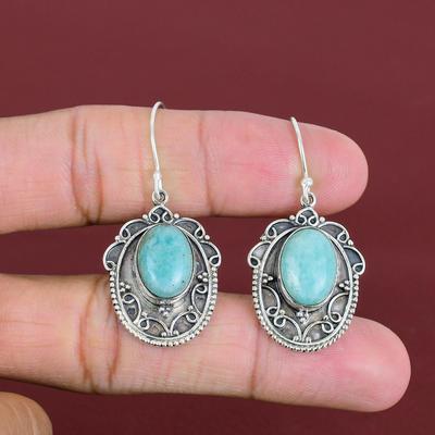 Amazonite Earring Natural Gemstone Earrings Handmade Vintage Earring 925 Sterling Silver Earring Designer Jewelry Dangle Earring For Gifts