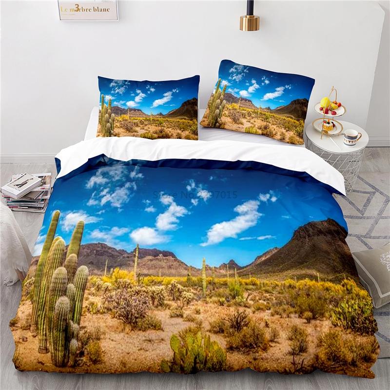 Desert Cactus Landscape Printed Bedding Set 3d Duvet Cover Sets Pillowcases Adult Children Twin Full Queen King Size Bedclothes