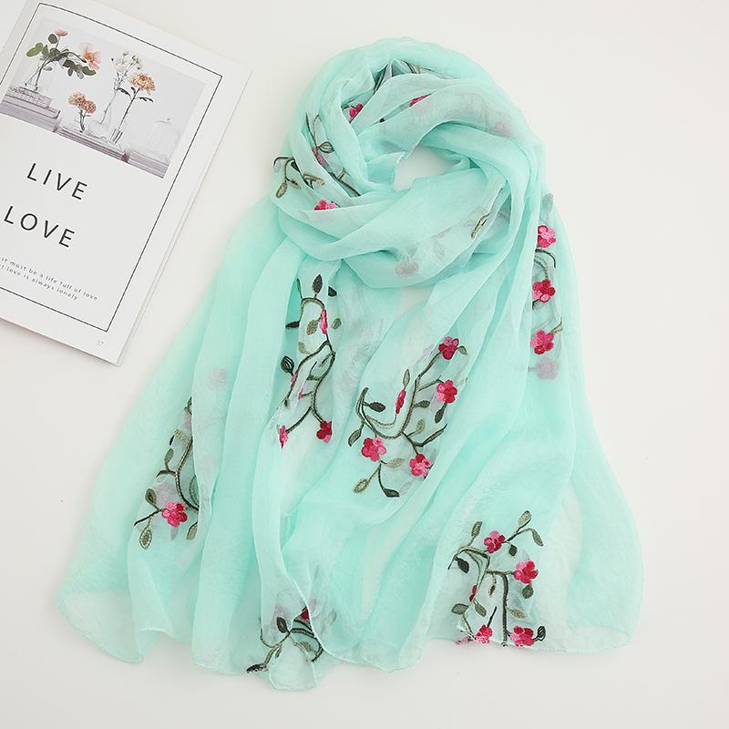 India Bohemian Chiffon Scarf Women Muslim Hijab Print Scarves Beach Flower Shawl Wrap Embroidered Scarf Ethnic Bandana 180*75Cm