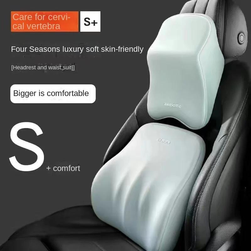 TOH Car Headrest Lumbar Support Pillow Memory Foam Neck Cushion With Shoulder Protector For Enhanced Comfort Tools Visible