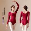 Ballett Trainings-Einteiler Tanzkleidung Langarm V-Ausschnitt Yoga Fitness Uniform Damen Kunstprüfungsanzug Modernes Ballett Trainingskostüm