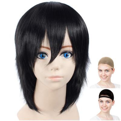 CaseEden Cosplay Wig, Premium Short Hair, 35cm, Black, 6065