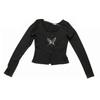 2KWEIRD Gothic Butterfly Print T-shirt Grunge Fairycore Hollow Out Crop Tops Japanese Harajuku Slim Tshirt Y2k Aesthetics Dark