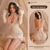 Man Yan Sexy Halter Deep V Plush Tie-Up Sheep Dress Uniform Set