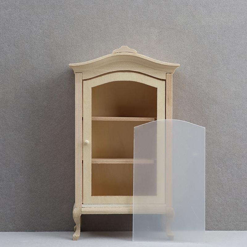 Wood Cabinet Toy Figure Display Shelf Model Realistic Vintage Realistic Doll House Pretend Girls Gift Realistic Cabinet