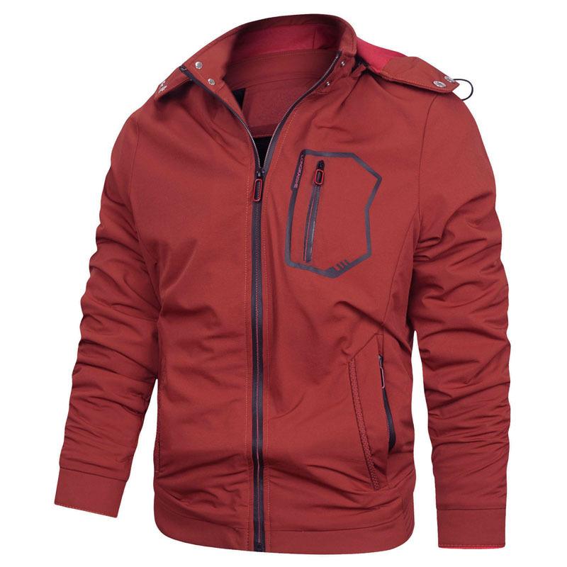 Autumn New Men's Casual Hooded Stand Collar Jacket Baseball Jacket Men's Wear