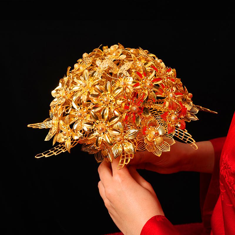 Goldenes Handstrauß DIY-Set: Hochwertiges goldenes Braut- & Brautjungfern-Geschenk für eine chinesische Hochzeit