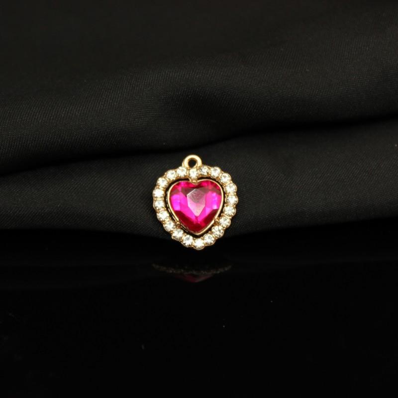 Alloy Diamond Belt Hanging Heart Pendant Color Transparent Necklace Bracelet Accessories Pendant Peach Heart Love Pendant