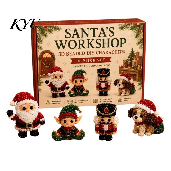 Parent Child Interactive Activity 3D Beaded DIY Kit, Lifelike Christmas Animal Beading Craft Set, Set for Kids Handmade Easy Embroidery Kit And Adults