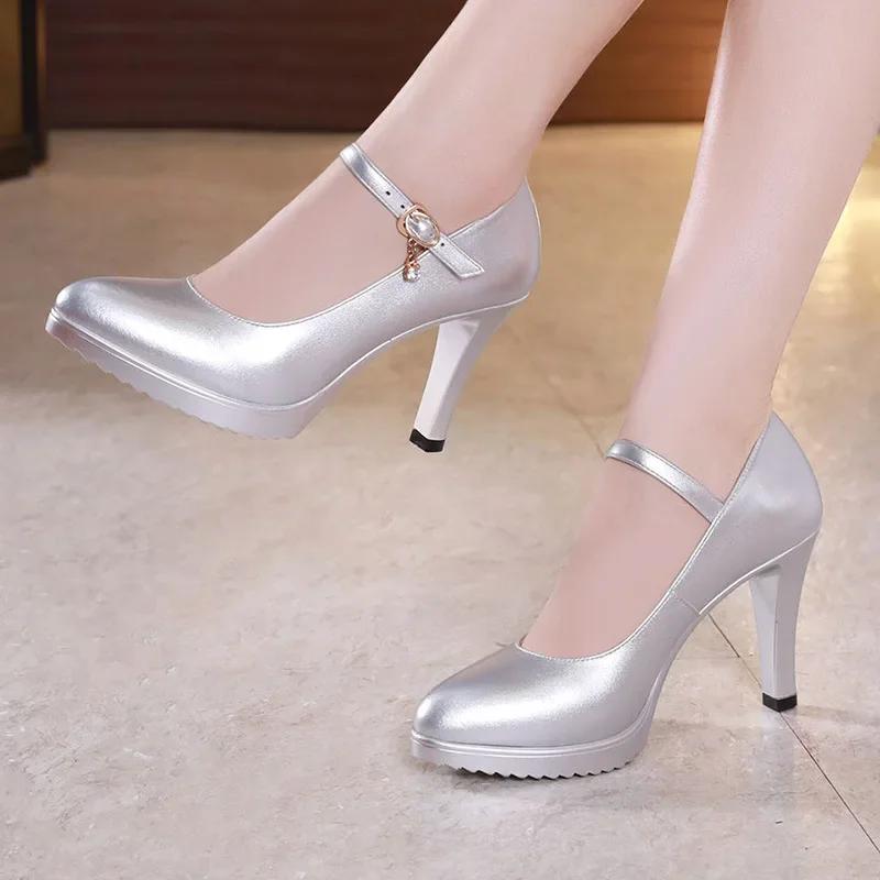 6cm 8cm Mărime Mică 32-43 Mary Janes Joase Pantofi Albi de Nuntă Mireasă Pantofi cu Platformă 2025 Pantofi cu Toc Înalt Damă Birou Model