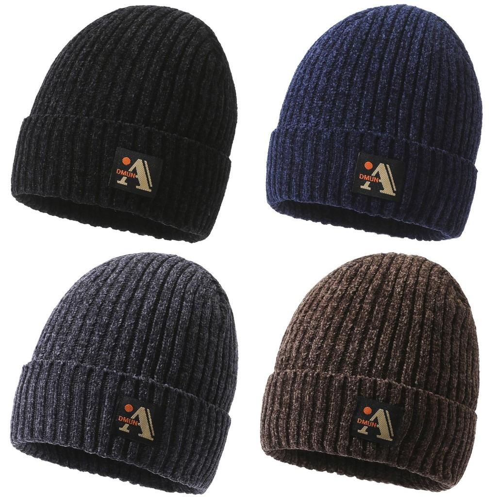 A Letter Printing Beanie Caps Solid Color Knitted Hat Windproof Fashion Gifts