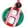 HERMES H-equipe logo Accessories Necklace lacquer pink/Green