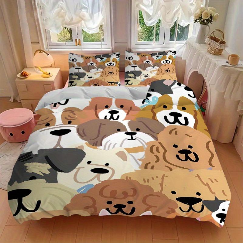 3pcs Cute-Dogs Bedding Set, Ideal for Home Use, Suitable for Bedroom Decor (1*Duvet Cover + 1/2*Pillowcases, No Core) yy250821227