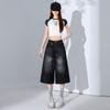 Fashion Summer Vintage High Waist Loose Cropped Capri Pants For Women Versatile High Street Straight Denim Trendy Slimming FigureFlattering Daily Wear